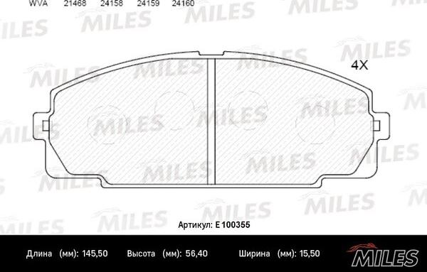 Miles E100355 - Гальмівні колодки, дискові гальма avtolavka.club