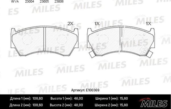 Miles E100369 - Гальмівні колодки, дискові гальма avtolavka.club