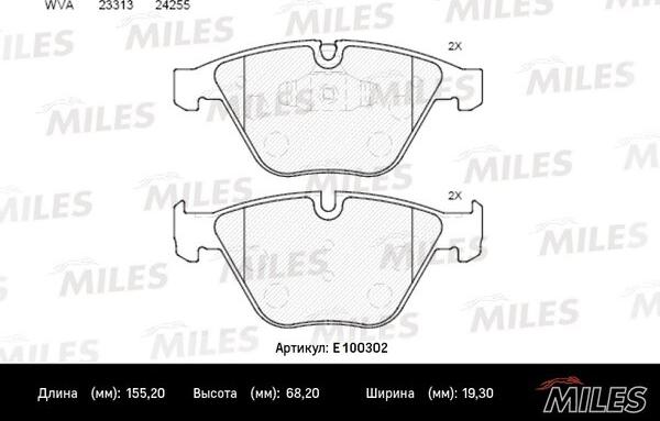 Miles E100302 - Гальмівні колодки, дискові гальма avtolavka.club