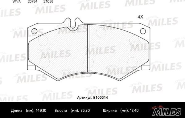 Miles E100314 - Гальмівні колодки, дискові гальма avtolavka.club