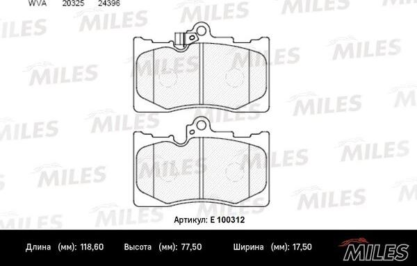 Miles E100312 - Гальмівні колодки, дискові гальма avtolavka.club