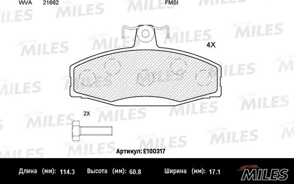 Miles E100317 - Гальмівні колодки, дискові гальма avtolavka.club