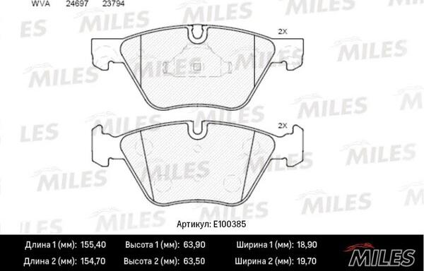 Miles E100385 - Гальмівні колодки, дискові гальма avtolavka.club