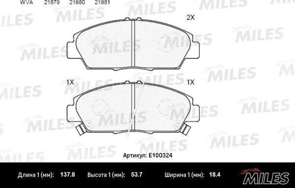 Miles E100324 - Гальмівні колодки, дискові гальма avtolavka.club