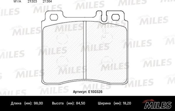 Miles E100326 - Гальмівні колодки, дискові гальма avtolavka.club