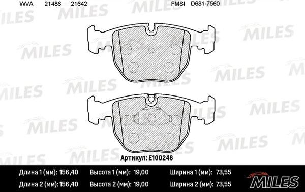 Miles E100246 - Гальмівні колодки, дискові гальма avtolavka.club