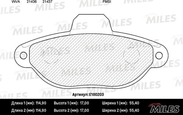 Miles E100203 - Гальмівні колодки, дискові гальма avtolavka.club