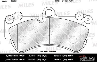 Miles E100272 - Гальмівні колодки, дискові гальма avtolavka.club