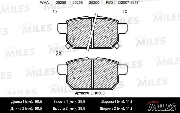 Miles E110560 - Гальмівні колодки, дискові гальма avtolavka.club