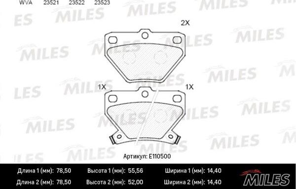 Miles E110500 - Гальмівні колодки, дискові гальма avtolavka.club