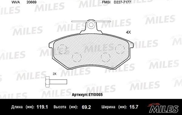 Miles E110065 - Гальмівні колодки, дискові гальма avtolavka.club