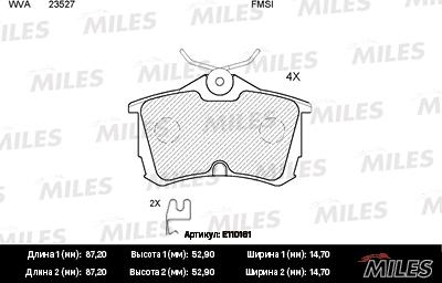 Miles E110161 - Гальмівні колодки, дискові гальма avtolavka.club