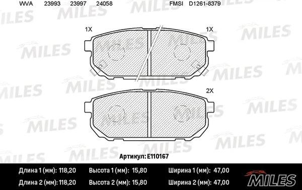 Miles E110167 - Гальмівні колодки, дискові гальма avtolavka.club