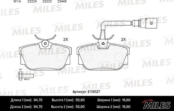 Miles E110127 - Гальмівні колодки, дискові гальма avtolavka.club