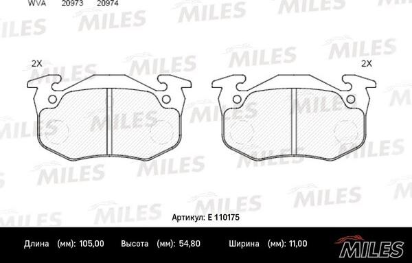 Miles E110175 - Гальмівні колодки, дискові гальма avtolavka.club