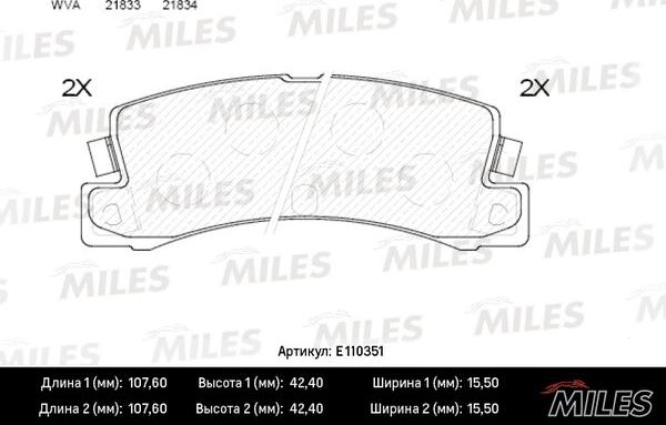 Miles E110351 - Гальмівні колодки, дискові гальма avtolavka.club