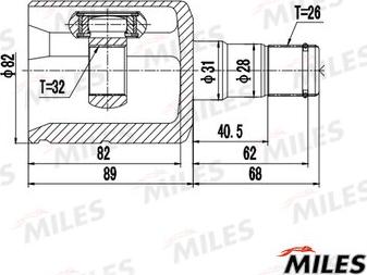 Miles GA10571 - Шарнірний комплект, ШРУС, приводний вал avtolavka.club