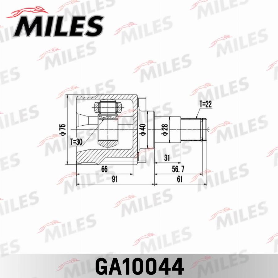 Miles GA10044 - Шарнірний комплект, ШРУС, приводний вал avtolavka.club