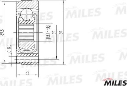 Miles GA10006 - Шарнірний комплект, ШРУС, приводний вал avtolavka.club