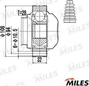 Miles GA10084 - Шарнірний комплект, ШРУС, приводний вал avtolavka.club