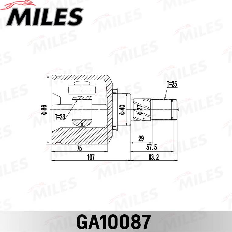 Miles GA10087 - Шарнірний комплект, ШРУС, приводний вал avtolavka.club