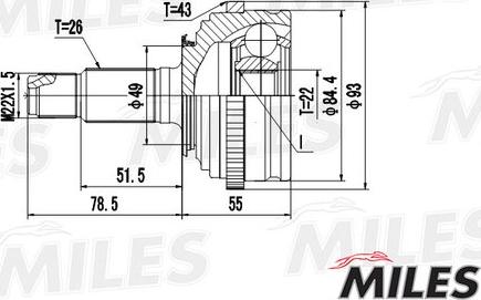 Miles GA20406 - Шарнірний комплект, ШРУС, приводний вал avtolavka.club