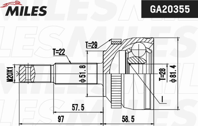 Miles GA20355 - Шарнірний комплект, ШРУС, приводний вал avtolavka.club