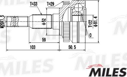Miles GA20365 - Шарнірний комплект, ШРУС, приводний вал avtolavka.club