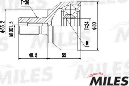 Miles GA20209 - Шарнірний комплект, ШРУС, приводний вал avtolavka.club