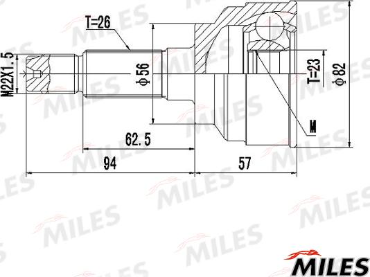 Miles GA20229 - Шарнірний комплект, ШРУС, приводний вал avtolavka.club