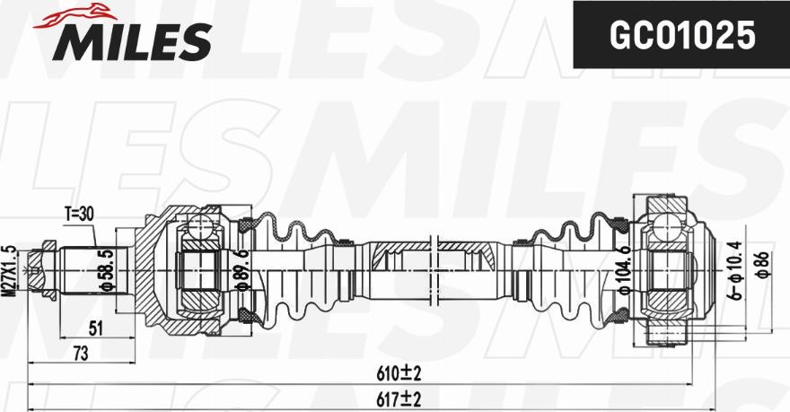 Miles GC01025 - Приводний вал avtolavka.club