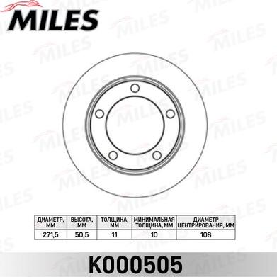 Miles K000505 - Гальмівний диск avtolavka.club