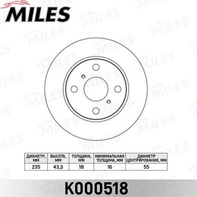 Miles K000518 - Гальмівний диск avtolavka.club