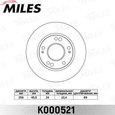 Miles K000521 - Гальмівний диск avtolavka.club