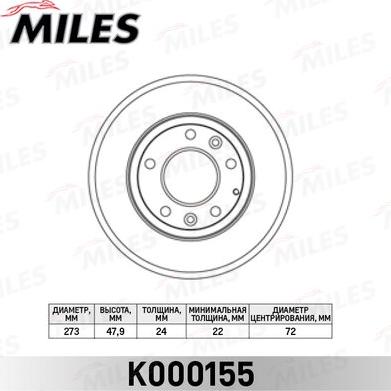 Miles K000155 - Гальмівний диск avtolavka.club