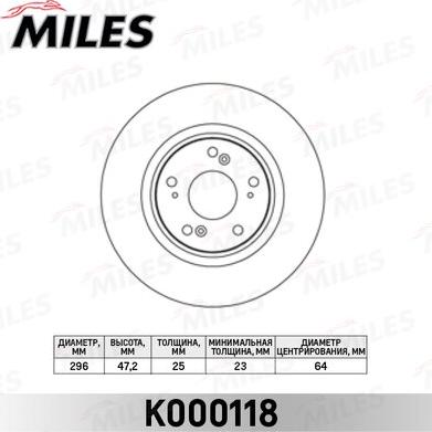 Miles K000118 - Гальмівний диск avtolavka.club