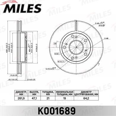 Miles K001689 - Гальмівний диск avtolavka.club