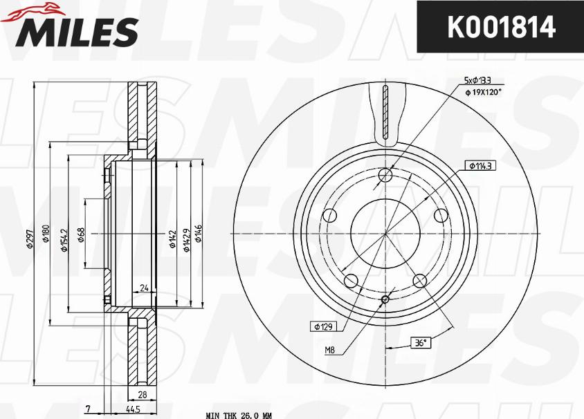 Miles K001814 - Гальмівний диск avtolavka.club