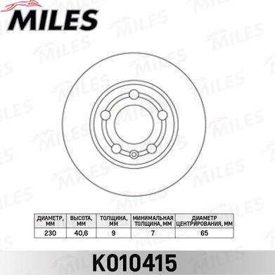 Miles K010415 - Гальмівний диск avtolavka.club