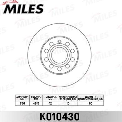 Miles K010430 - Гальмівний диск avtolavka.club