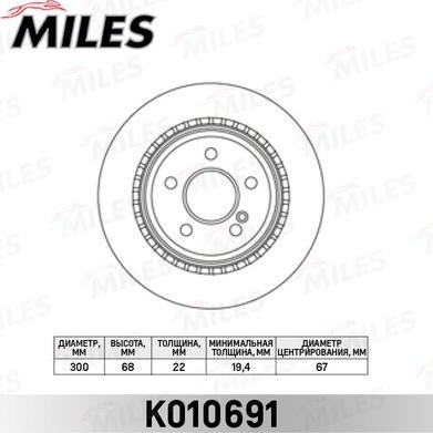 Miles K010691 - Гальмівний диск avtolavka.club