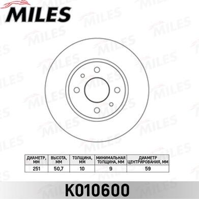 Miles K010600 - Гальмівний диск avtolavka.club