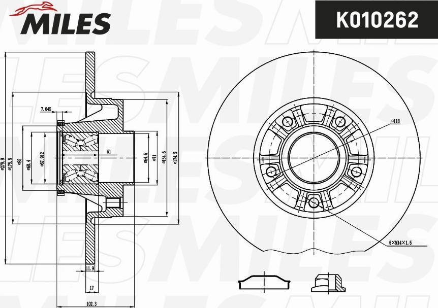 Miles K010262 - Гальмівний диск avtolavka.club