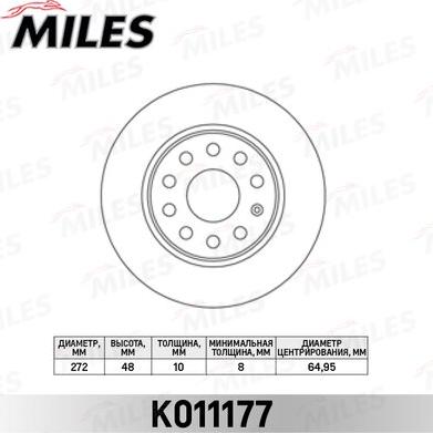 Miles K011177 - Гальмівний диск avtolavka.club