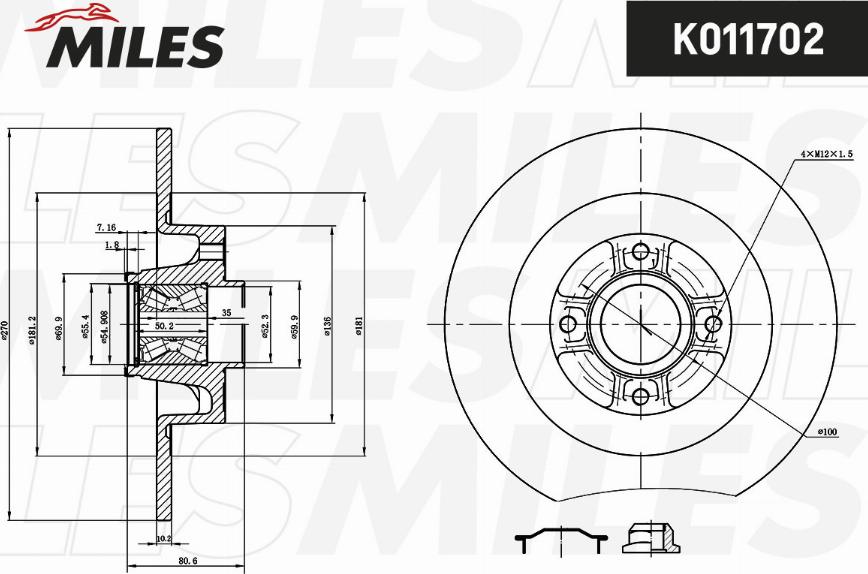 Miles K011702 - Гальмівний диск avtolavka.club