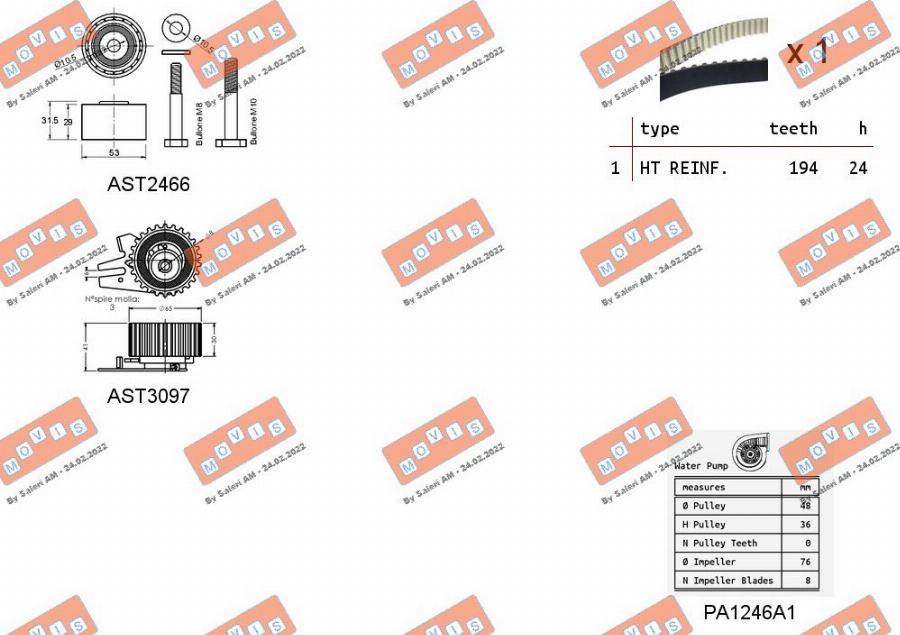 MOVIS ASTK1094PA - Водяний насос + комплект зубчатого ременя avtolavka.club