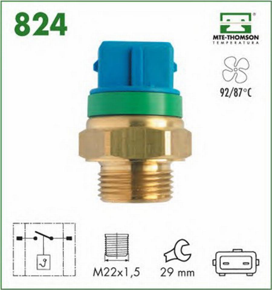 MTE-Thomson 824 - Термовимикач, вентилятор радіатора / кондиціонера avtolavka.club