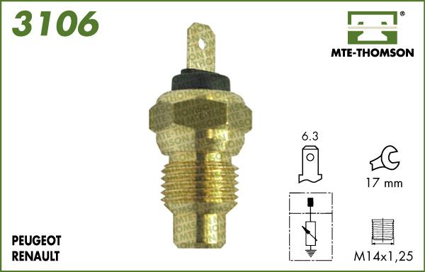 MTE-Thomson 3106 - Датчик, температура охолоджуючої рідини avtolavka.club