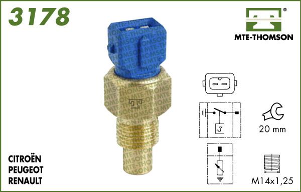 MTE-Thomson 3178.122 - Датчик, температура охолоджуючої рідини avtolavka.club