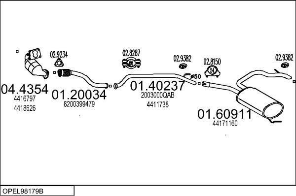 MTS OPEL98179B019922 - Система випуску ОГ avtolavka.club